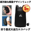 エコリュック エコバッグ 折りたたみ リュック 折畳みバッグ リュックサック 超軽量 大容量 20L 防水 ブラック 折畳み コンパクト バッグ かばん 鞄 旅行 収納 登山 買い物 アウトドア キャンプ 便利 送料無料