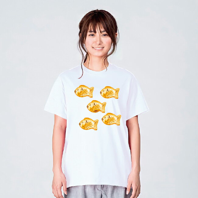 泳げ！たいやきくん 食べ物 Tシャツ メンズ レディース かわいい 白 夏 プレゼント 大きいサイズ 綿100% 160 S M L XL