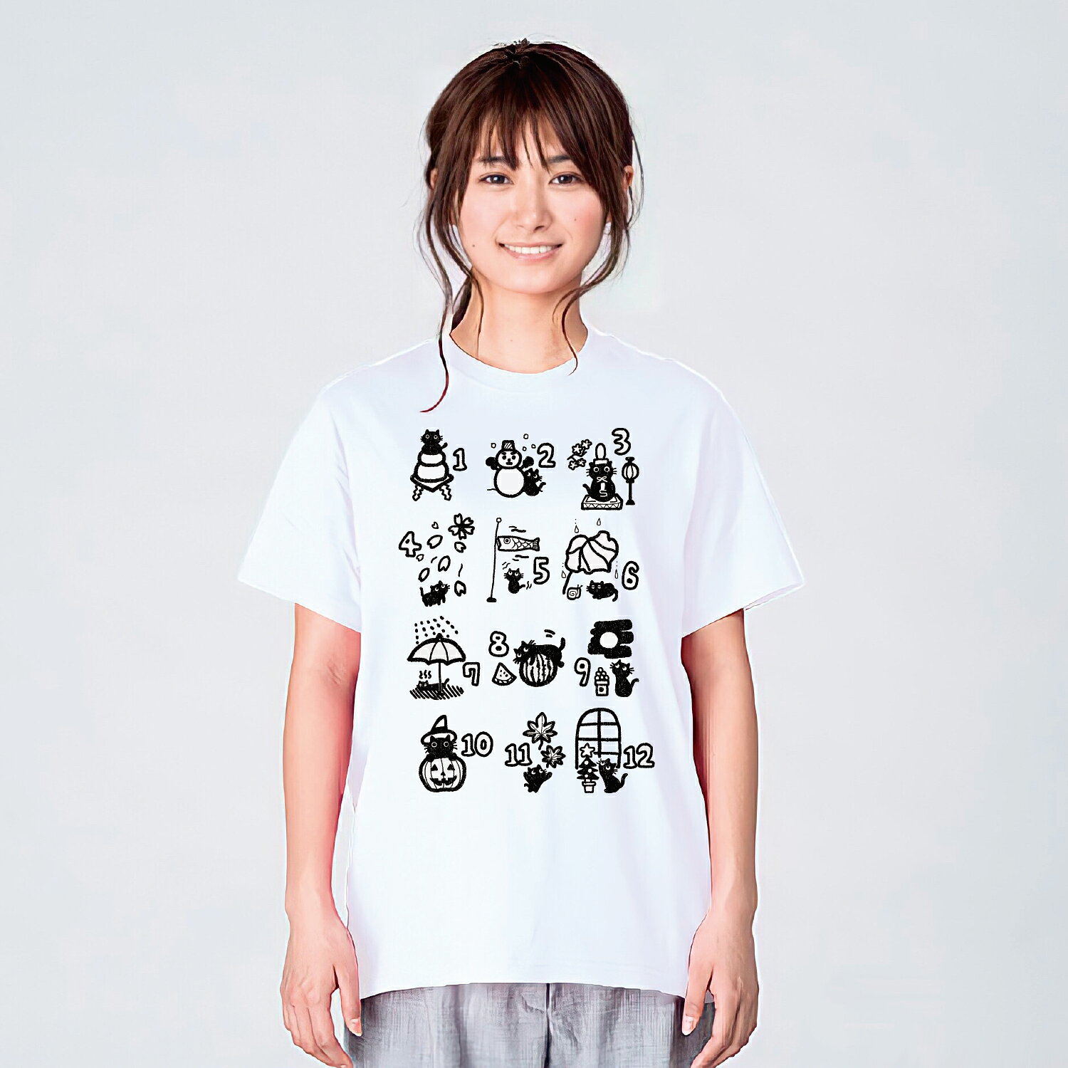 猫 カレンダー Tシャツ メンズ レディース キッズ 子供服 半袖 大きいサイズ プレゼント ギフト