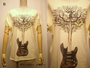 StarStar ドルマンTシャツ バードソング、ギターツリー