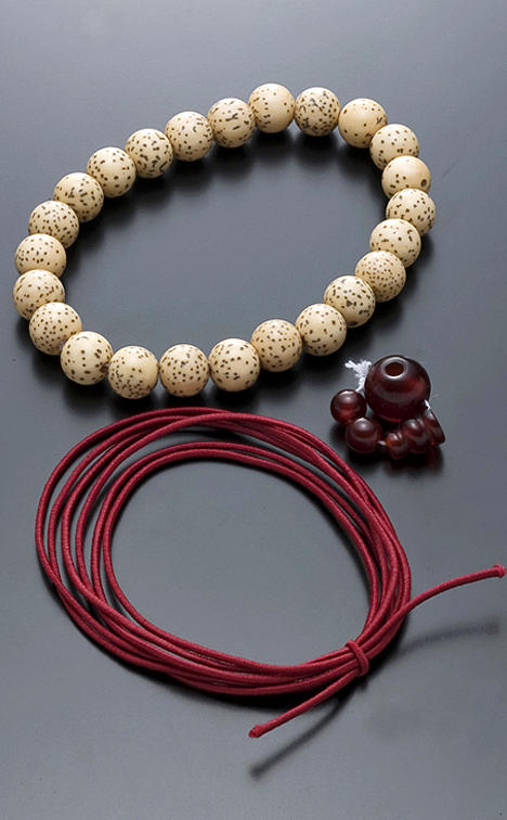 【 送料無料】 手作り数珠 パーツ セット 腕輪念珠 星月菩提樹 7mm 赤瑪瑙めのう 親玉 天玉 ボサ セット 腕輪数珠作成キット