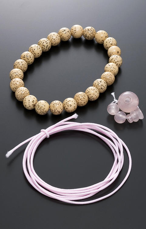 【 送料無料】手作り数珠 パーツ セット 腕輪念珠 星月菩提樹 7mm ローズクォーツ 親玉 天玉 ボサ セット 腕輪数珠作成キット