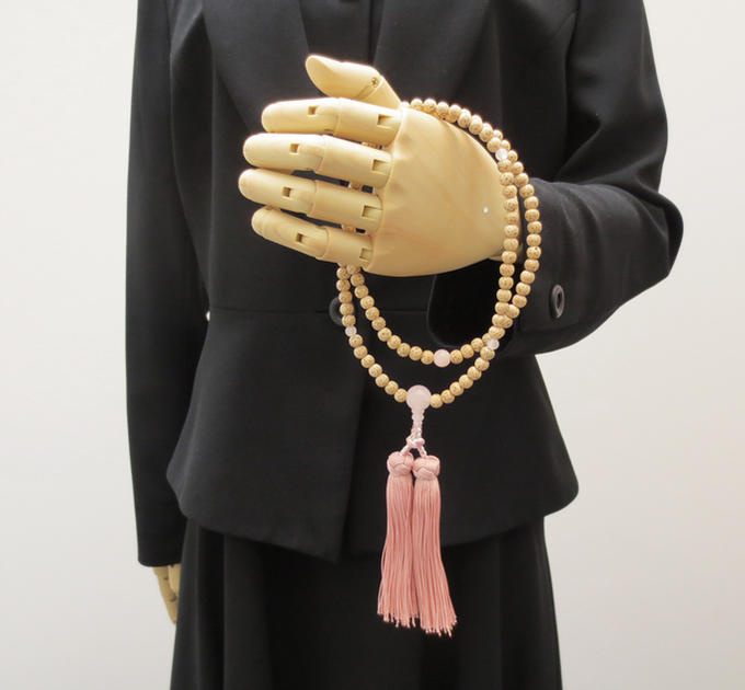 臨済宗数珠 禅宗数珠 念珠 女性用 星月菩提樹 桃色水晶仕立 正絹花かがり房 本式数珠 宗派別数珠 桐箱入