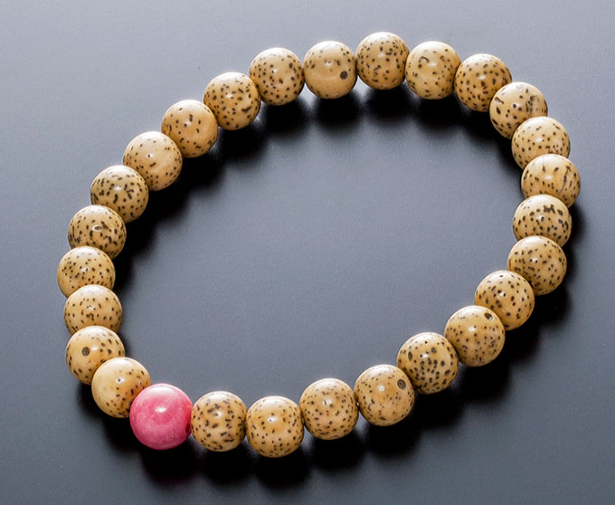 数珠ブレスレット 星月菩提樹 7mm バラ貴石 ロードナイト入 腕輪数珠 御守り