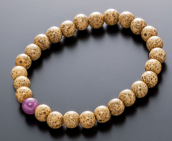 数珠ブレスレット 星月菩提樹 7mm 天然石 ルビー入 7月誕生石 菩提樹 腕輪数珠