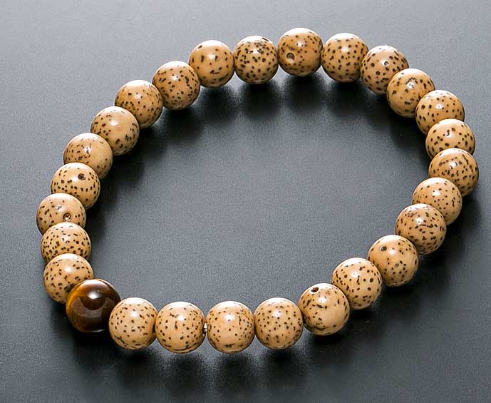 数珠ブレスレット 星月菩提樹 7mm 虎眼石入 御守りブレスレット ヤマト
