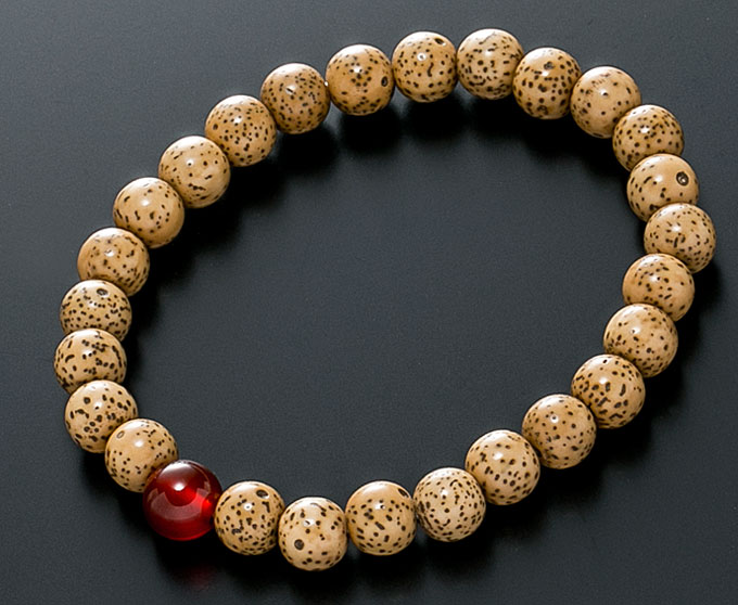 数珠ブレスレット 星月菩提樹 7mm 赤瑪瑙入 腕輪念珠 御守りブレス