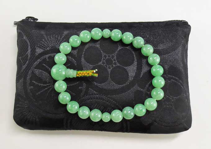 【10％割引クーポン配布中】 ブレスレットケース 腕輪念珠入れ 数珠ブレスレット入れ 子供用数珠袋 ファスナー付 黒 家紋柄