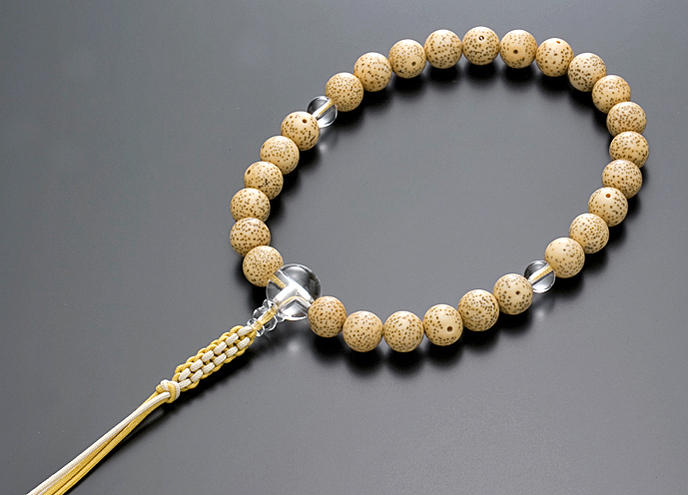 数珠 男性用 念珠 略式数珠 星月菩提樹 水晶仕立 正絹紐房 全宗派対応 桐箱入