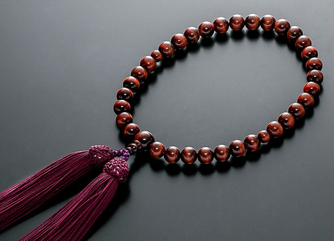 数珠 女性用 念珠 赤虎眼石 共仕立 正絹細房 全宗派対応 桐箱入