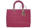 Dior ディオール レディディオール カナージュ 2WAYハンドバッグ2WAY ラムスキン ピンク(ゴールド金具) ショルダーバッグ ロゴ 金具 レディース プレゼント ギフト 本物保証 ビジネス 通勤 女性 上品 OL オフィス ブランドバッグ 中古 送料無料(4)