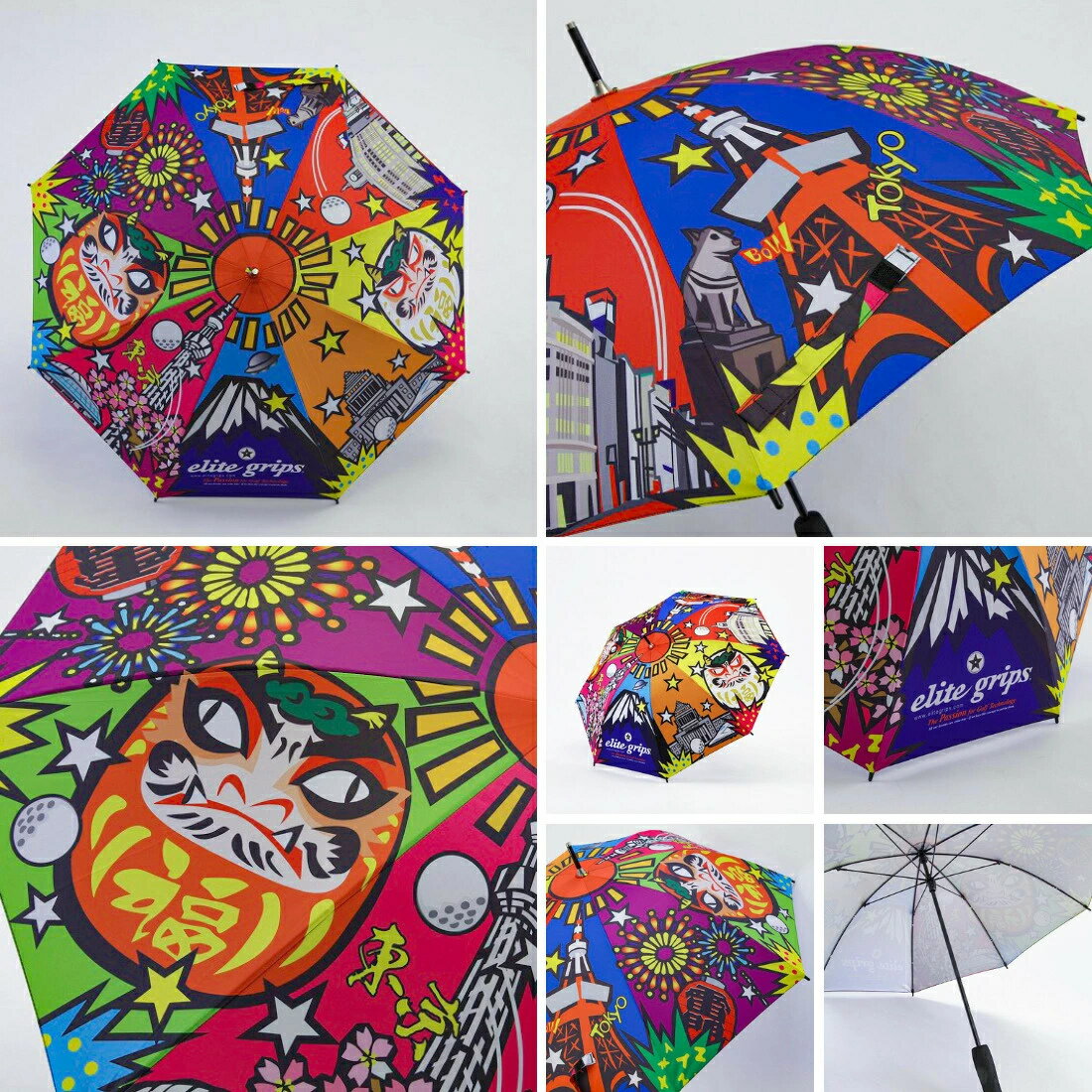 エリートグリップ　ゴルフ　パラソル（大）TOKYO　晴雨兼用傘 ゴルフ傘 　軽量グラスファイバー UVカッ..