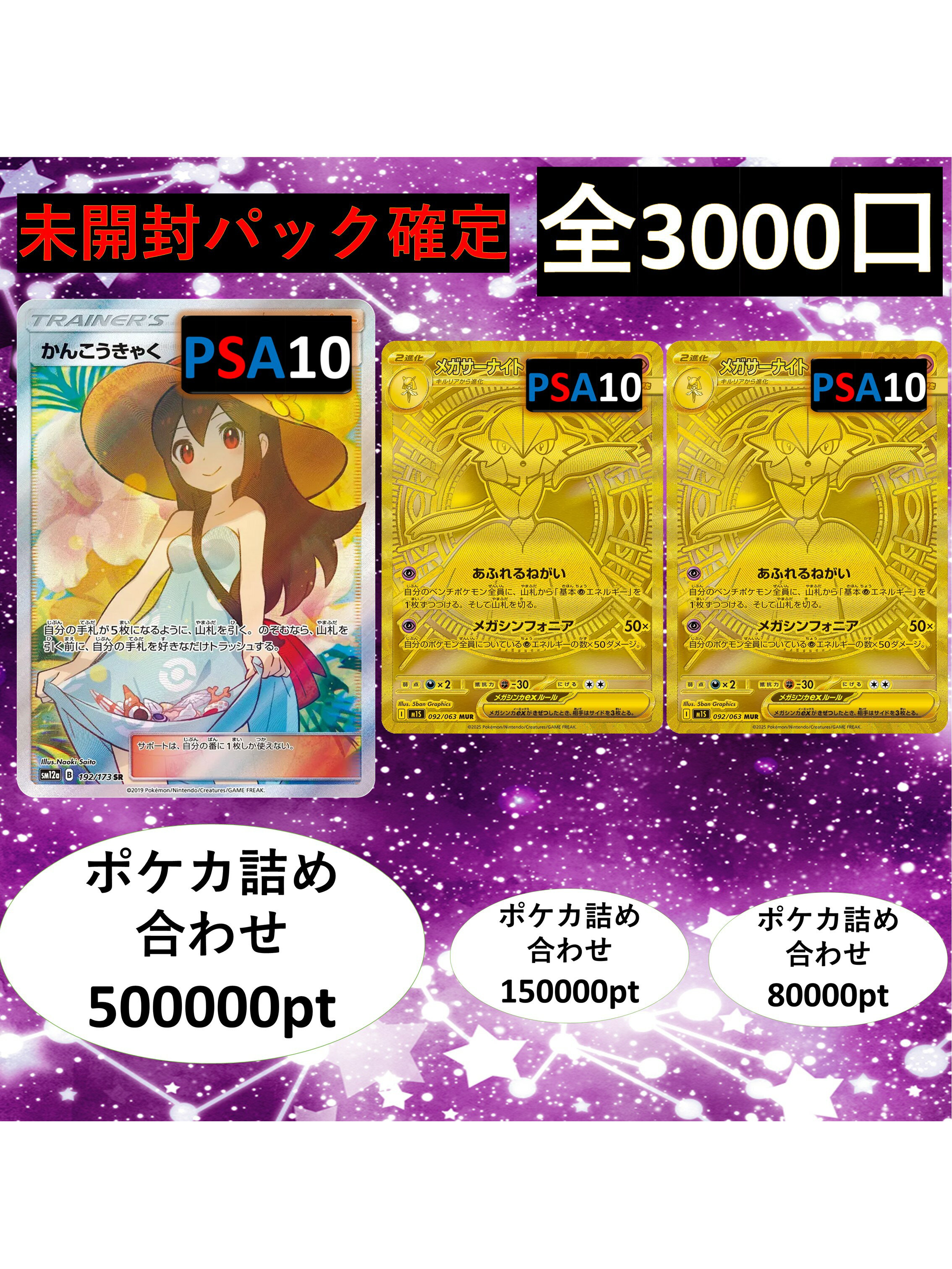 未開封パック確定 S賞は【ポケカ詰め合わせ かんこうきゃく】 全3000口 オリパ No175