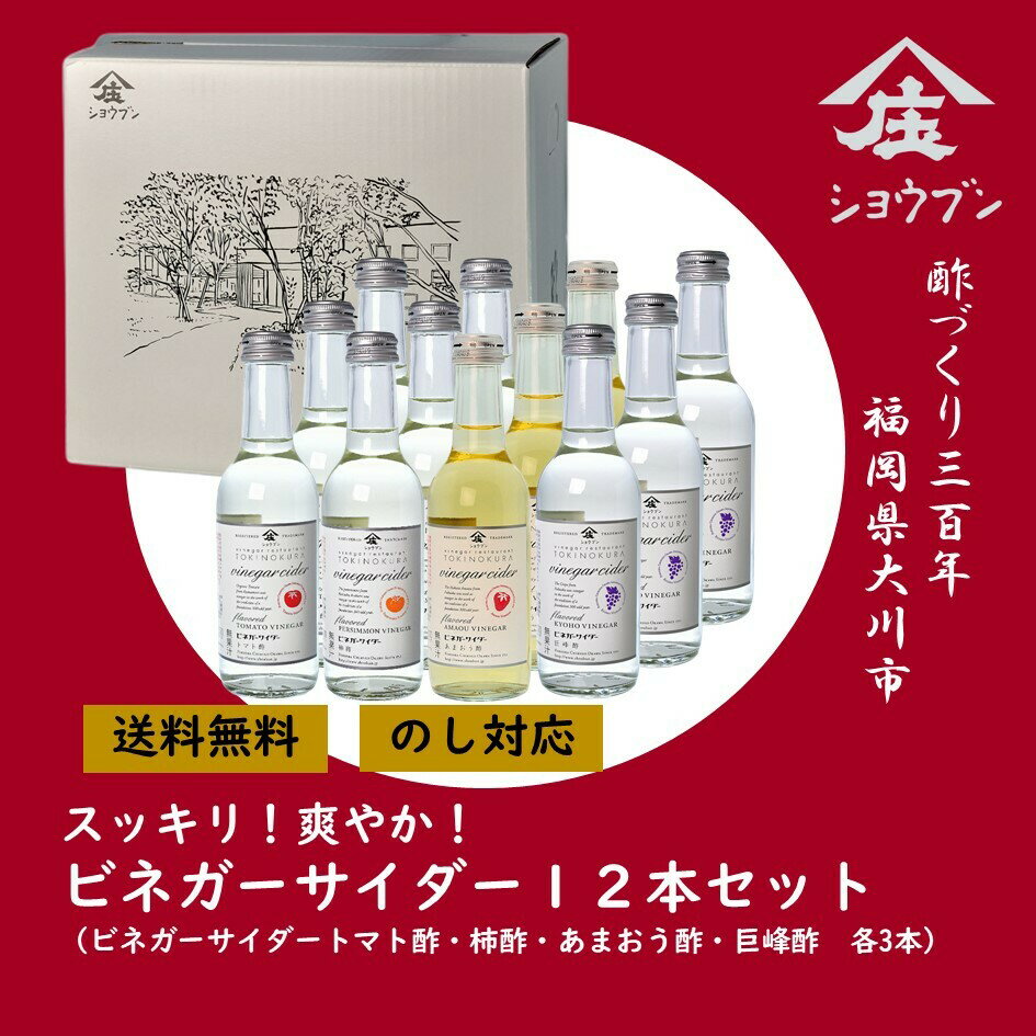 お歳暮 御歳暮 庄分酢 送料無料 ビネガーサイダー 12本セット プレゼント ギフト 酢 ギフトセット ギフト箱入 送料無料※沖縄・離島除く 誕生日プレゼント 内祝 出産内祝 健康ギフト 誕生日プレゼント 内祝 お返し 内祝い 出産内祝 出産内祝い