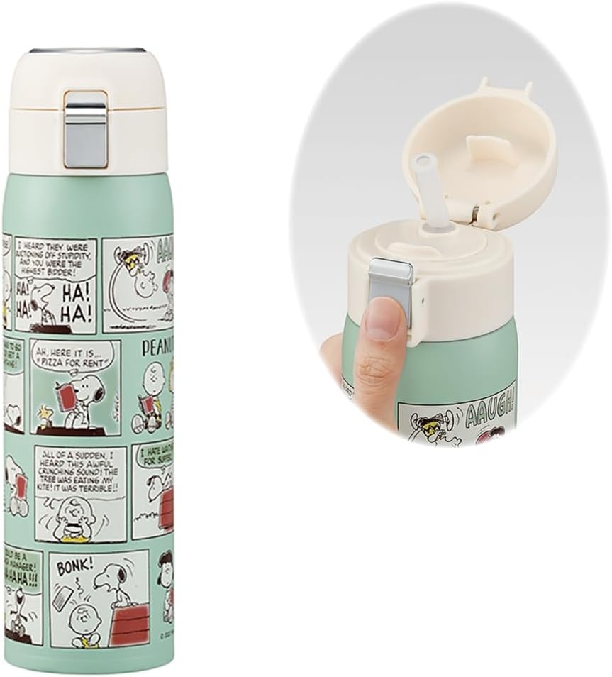 樂天商城 - スケーター スヌーピー 子供用 ストロー付き ステンレスマグボトル 480ml 保冷専用 ワンタッチオープン 水筒