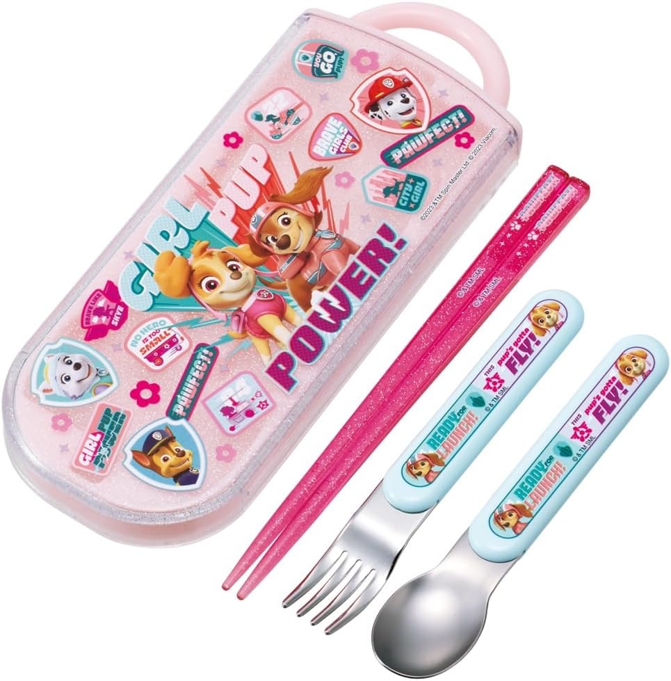 スケーター パウパトロール GIRL PUP 子供用 箸 スプーン フォーク トリオセット 日本製 スライド式 名前シール付 抗菌 ケース付き キッズ用 カトラリー