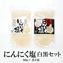 にんにく塩(白・黒)スタンドパック 80g×2袋(2種各1袋)送料無料 お試し味比べ 調味塩 調理 お肉 炒め物 料理 万能調味料