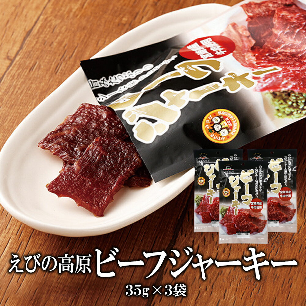 えびの高原 ビーフジャーキーセット 35g 3袋 送料無料 牛肉 珍味 おつまみ お酒のお供 燻製 家飲み おやつ 常温保存 国産 宮崎県 えびの市