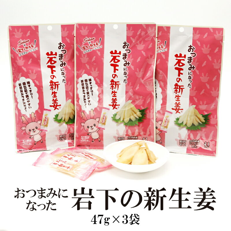 岩下の新生姜 47g×3袋 送料無料 新しょうが 新生姜 個包装 個袋 おつまみ になった 持ち運び ...