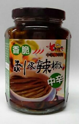 【半額・スーパーセール】横浜中華街　老騾子　香脆　剥皮辣椒　（中辛）380g、青唐辛子の醤油漬け、台湾産、台湾名物、中華調味料♪のサムネイル