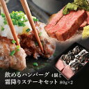 将泰庵 ハンバーグ 【送料無料】将泰庵 飲めるハンバーグ 4個 霜降りステーキ 80g×2 セット ハンバーグ ステーキ 国産 黒毛和牛 A5ランク ハンバーグ ステーキ ギフト 内祝い 冷凍 お中元 牛肉 国産牛 プレゼント のし対応 肉フェス