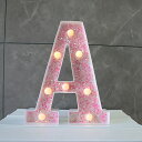マーキーライト LEDライト ピンク 英字や数字の形 電池式 高さ22cm 飾り アルファベット イベント 結婚式 パーティー ギフト