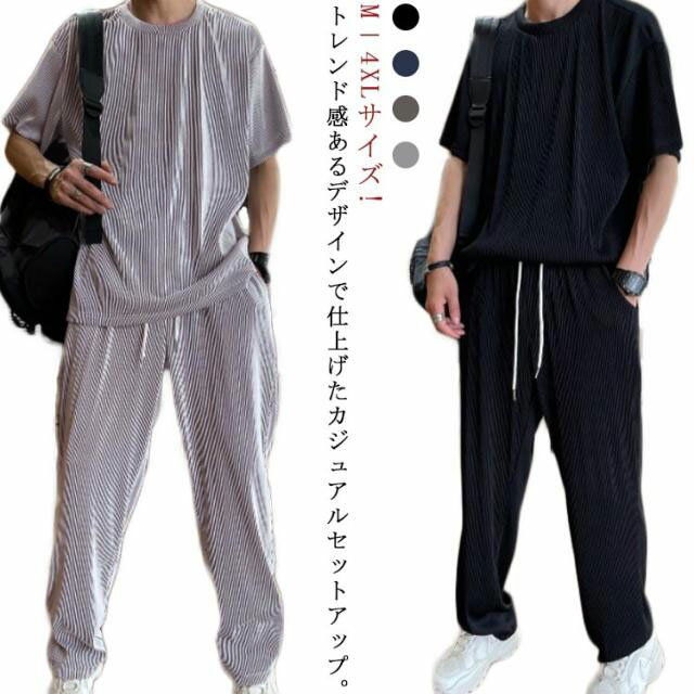 乐天商城 - 夏服 メンズ セットアップ プルオーバーパーカー ジャージ トレーニングウェア スポーツウェア 運動服 トレーナー 部屋着 秋 長ズボン リブ 速乾通気 上下セット 春 半袖tシャツ