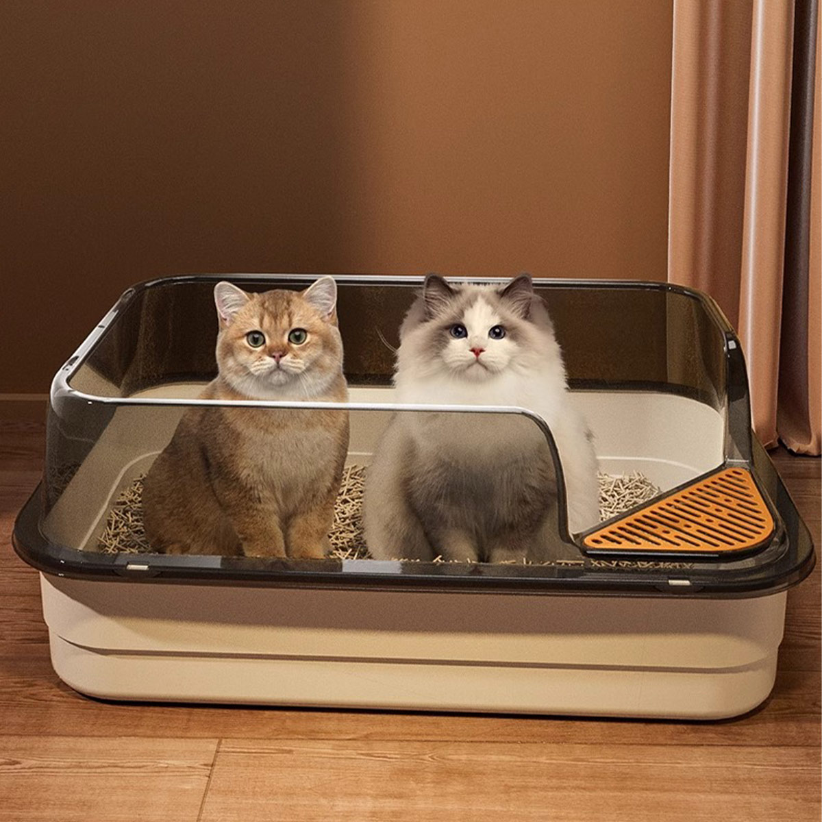 猫トイレ 飛び散らない 大きめ 深め お手入れ簡単 トイレ 飛び散らない消臭 抗菌サ...