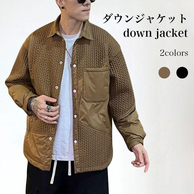 ダウンジャケット メンズ キルティングジャケット ダウン入れ お洒落 軽薄 冬ジャケット 暖かい 防寒 防風 ジャケット 男性 スナップボタン 折り襟