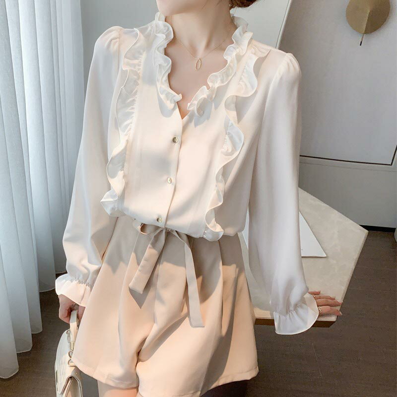 ブラウス シフォン フリルブラウス レディース トップス 長袖 秋 春 シンプル Vネック きれいめ フォーマル 30代 40代 50代 卒業式 入学式 就活 ビジネス O オフィス ギフト