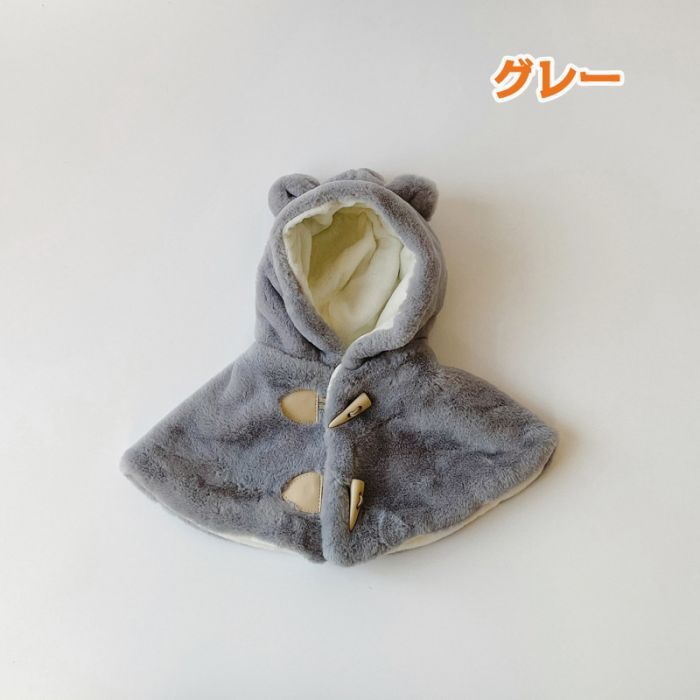 Show Case 楽天市場店の帽子 耳付き くま耳 赤ちゃん ベビー ネックウォーマー 可愛い 男の子 女の子 キッズ あったか 秋冬 ボタン付き くま ベージュ ピンク グレー ギフト プレゼント ブラウン｜アングル3
