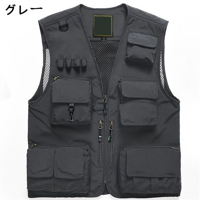 ベスト メンズ 春夏 メッシュ 薄手 ポケット 夏 ジレ メッシュベスト 作業着 大きいサイズ 作業 多機能ベスト ワークベスト showcase-10010037 Show Case 楽天市場店 サンプル画像2