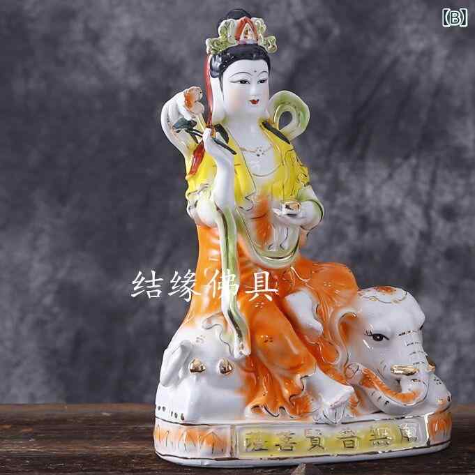 Show Case 楽天市場店の仏像置物 陶器 文殊菩薩 普賢菩薩 家庭用 インテリア 鎮宅 開運 平安守護 仏像 東洋彫刻 風水アイテム彫刻｜アングル2