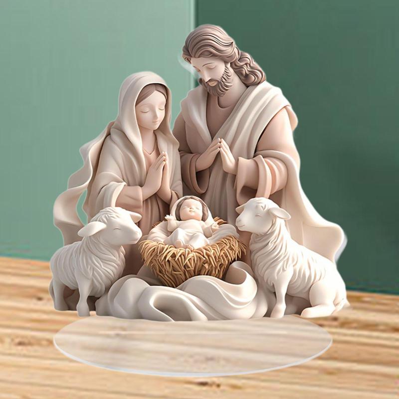 キリスト降誕イエス誕生クリスマスセンターピースコレクション多目的18.7x18cmホビー パーティー イベ..