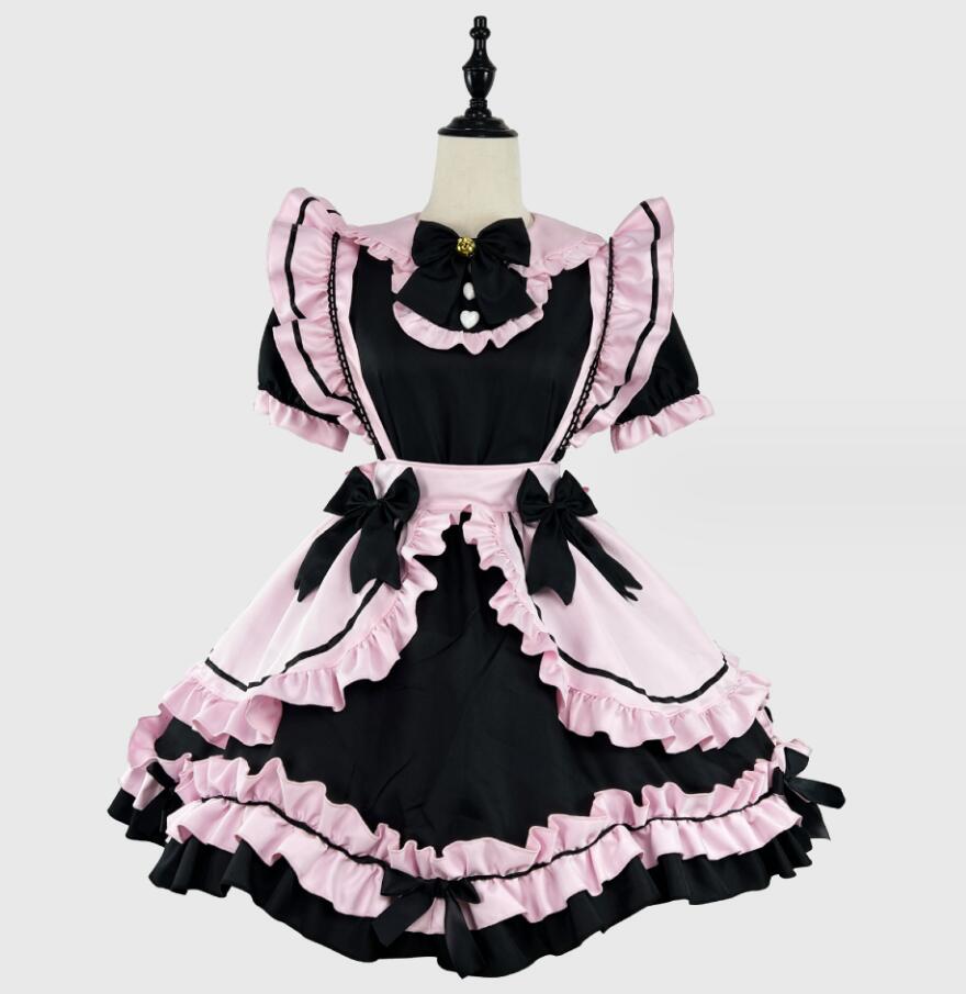 Rakuten - 可愛いメイド服 大人用コスチューム メイドコスプレ 長袖メイド服 フリル ハロウィン衣装 ワンピース+カチューシャ ウェイトレスコスプレ メイド喫茶 学園祭 イベント 舞台衣装 萌え