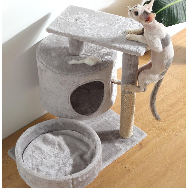 Show Case 楽天市場店のキャットタワー 据え置き 猫タワー コンパクト 高さ53cm 小型 多頭飼い おしゃれ キャットツリー 爪とぎ 麻ひも おもちゃ ベッド スリム 省スペース 運動不足解 シニア 子猫 爪とぎ柱｜アングル2