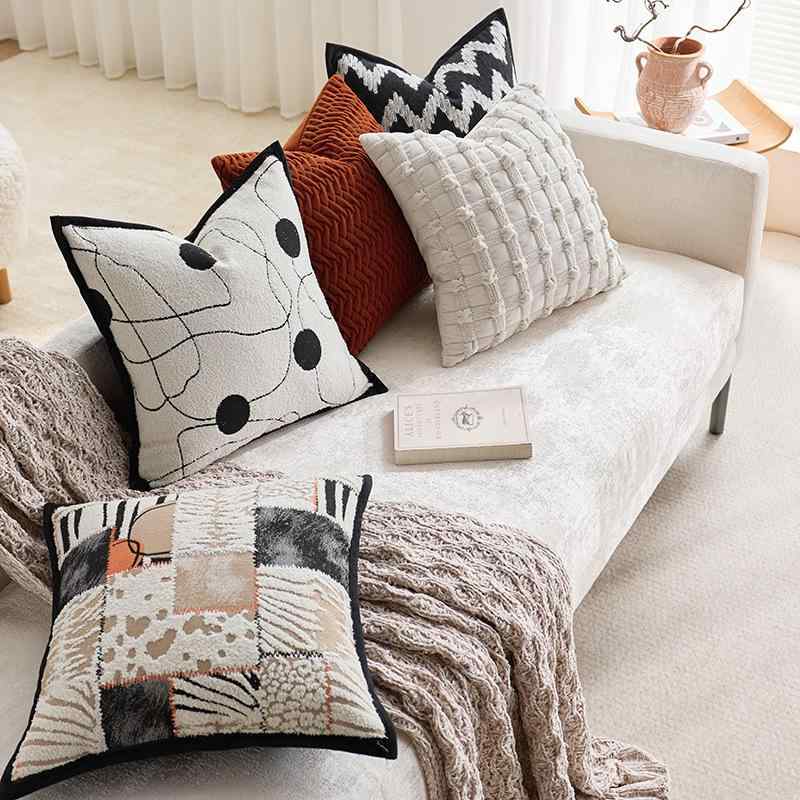 Futon Covers - クッション カバー 抱き枕 無地 ソファ 背当て 模様替え シンプル PP綿 ポリエステル ストライプ ヒョウ柄 ウェーブ 45×45cm アニマル柄 ドット