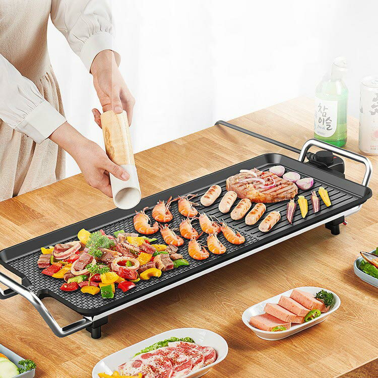 樂天商城 - 焼肉プレート 無煙 電気 ホットプレート グリルプレート波型プレート 温度調節可能 家庭用 卓上調理器 1400W 煙が出ない調理 お手入れ簡単
