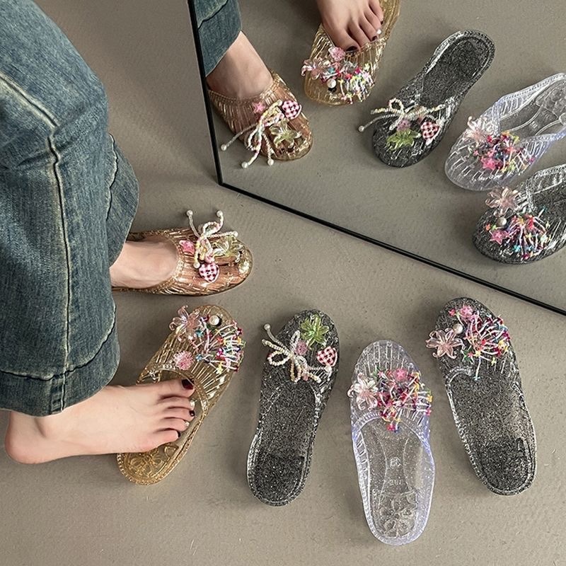 ビニールサンダル 透明 ミュール クリアサンダル 22.5cm-25cm 韓国風ファッション ...