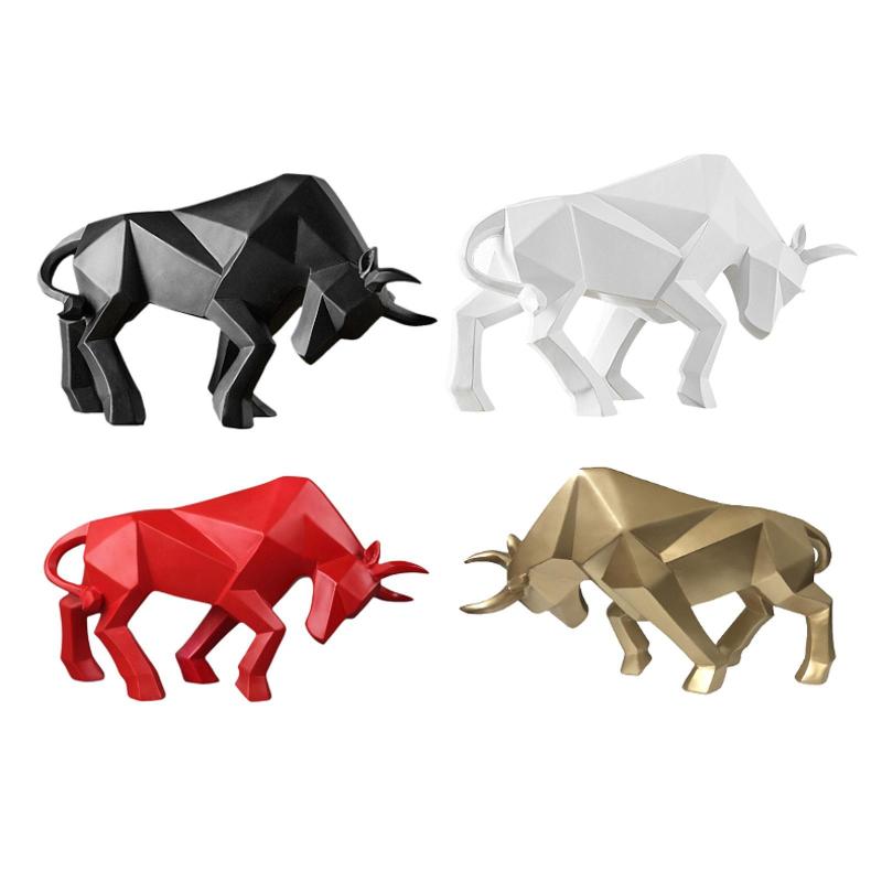 雄牛像オーナメント 素敵な収集価値のあるモダンな樹脂雄牛の彫刻 抽象的な置物 玄関 デスク オフィス..