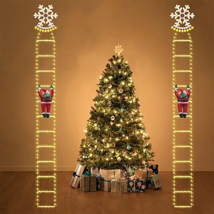 はしごサンタクロースライト 雪片モチーフ ledイルミネーションライト 屋外 クリスマス 飾り 電飾 コン..