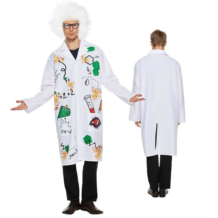 科学者 クレージー ハロウィン コスプレ 仮装 cosplay 大人 ガウン メガネ かつら 白 親子 変装 Hallow..
