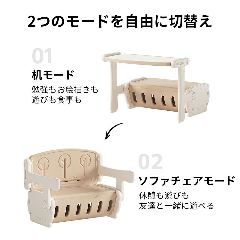 子供用多機能学習デスク＆チェアセット 収納付き 知育・お絵かき・塗り絵・工作・...