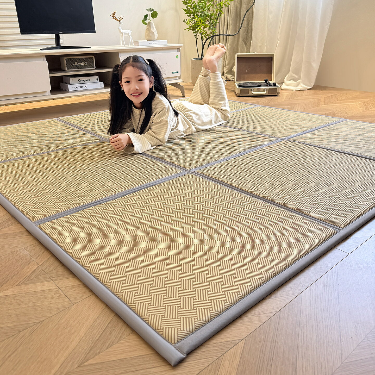 Rakuten - 和風畳 PE フォームマット 手作り 軽量 高品質 ストライプ柄 寝室マット リビングマット オフィスマット 家庭用フロアマット クリスマスギフト 母の日ギフト 父の日ギフト