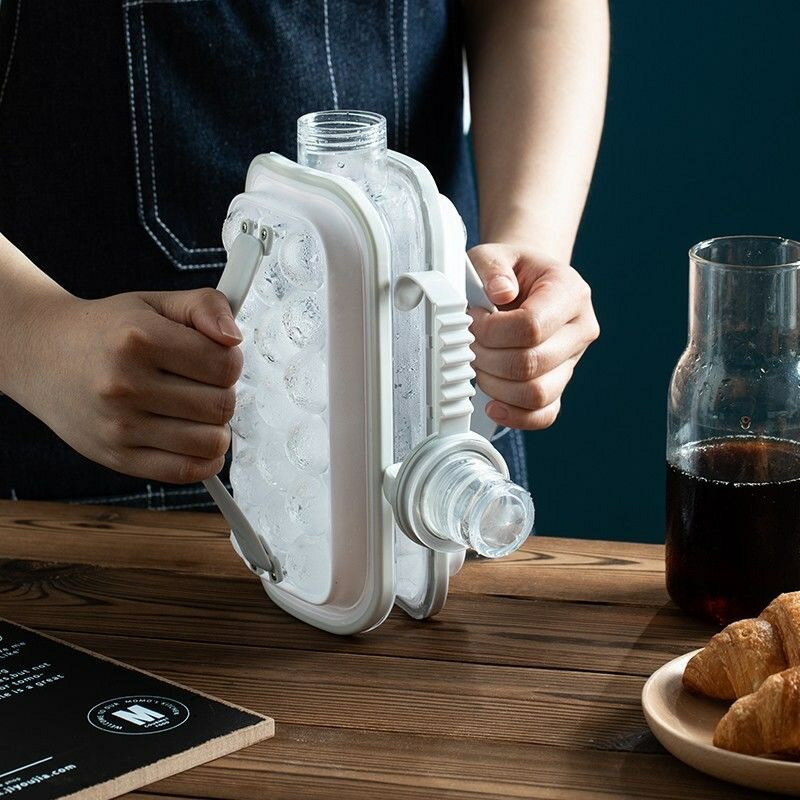 Ice-Makers - 製氷トレー | 大容量 アイスメーカー | 押すだけで氷が取れる シリコン製氷皿 | フタ付き 透明ボトル型 製氷容器 | 家庭用 キッチン便利グッズ