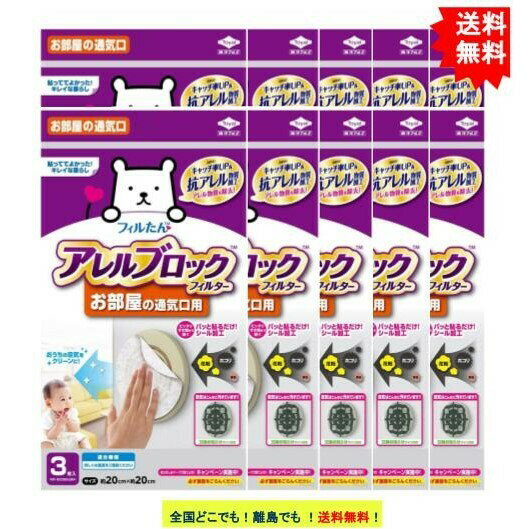 10個セット フィルたん アレル ブロックフィルター (お部屋の通気口用) 3枚入り