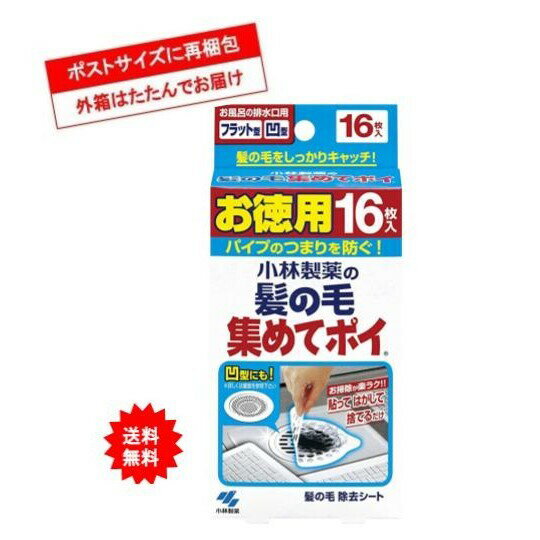 【小林製薬】 髪の毛 集めてポイ お徳用 (16枚入) × 1個 【送料無料】※開封してポストに投函