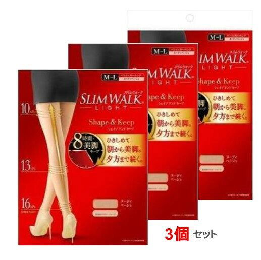 複数購入割引のクーポン配布中 【送料無料】スリムウォーク シェイプ&キープ(ストッキング)ヌーディベージュML【WAKEARY】【3個セット】のサムネイル