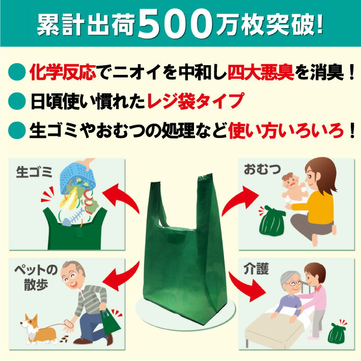 【P2倍!クーポンあり!9/11 1:59まで】 消臭袋 ゴミ袋 45L 30枚組 生ゴミ おむつ 犬 猫 ペット におい ニオイ 臭い 軽減 消臭 袋 送料無料