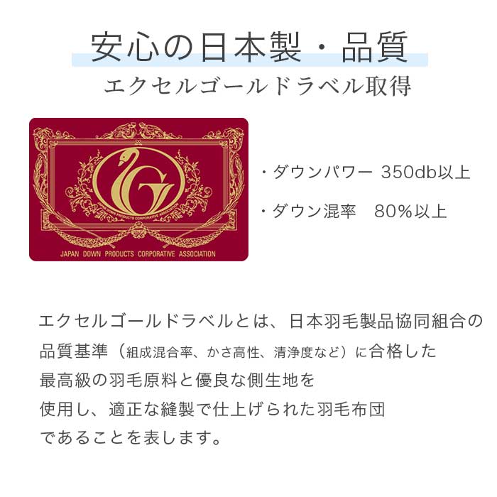 洗濯機で洗濯・乾燥までできる日本製羽毛掛布団 シングル 150×210ホワイトダックダウン90% 350dp以上 エクセルゴールドラベル付き 冬用 軽量 あったか 羽毛布団 洗濯ネット付き グレーベージュ 寝具 [3]